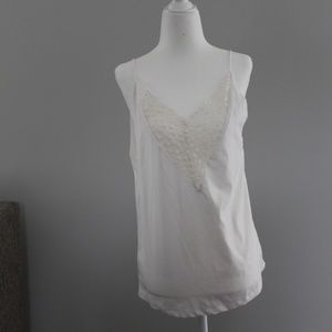 White Camisole Blouse with Embroidered Detail (S)